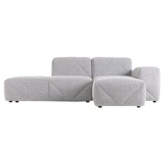 Moooi BFF Right Arm Chaise Longue Sofa in Vesper, Silver Upholstery