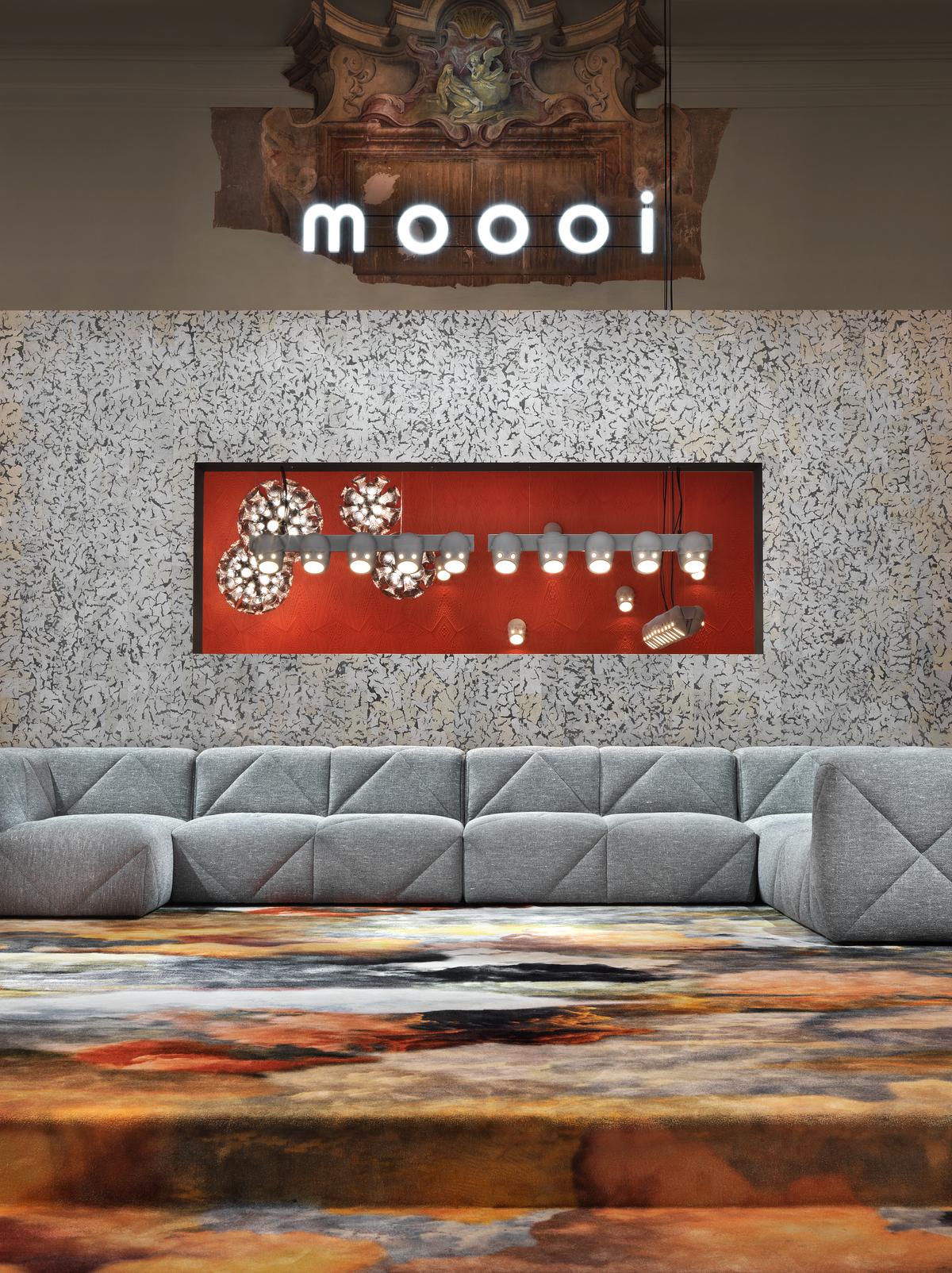 Moooi BFF Triple Seater Sofa in Dwarf Rhino Buffed Blue Upholstery For Sale 2