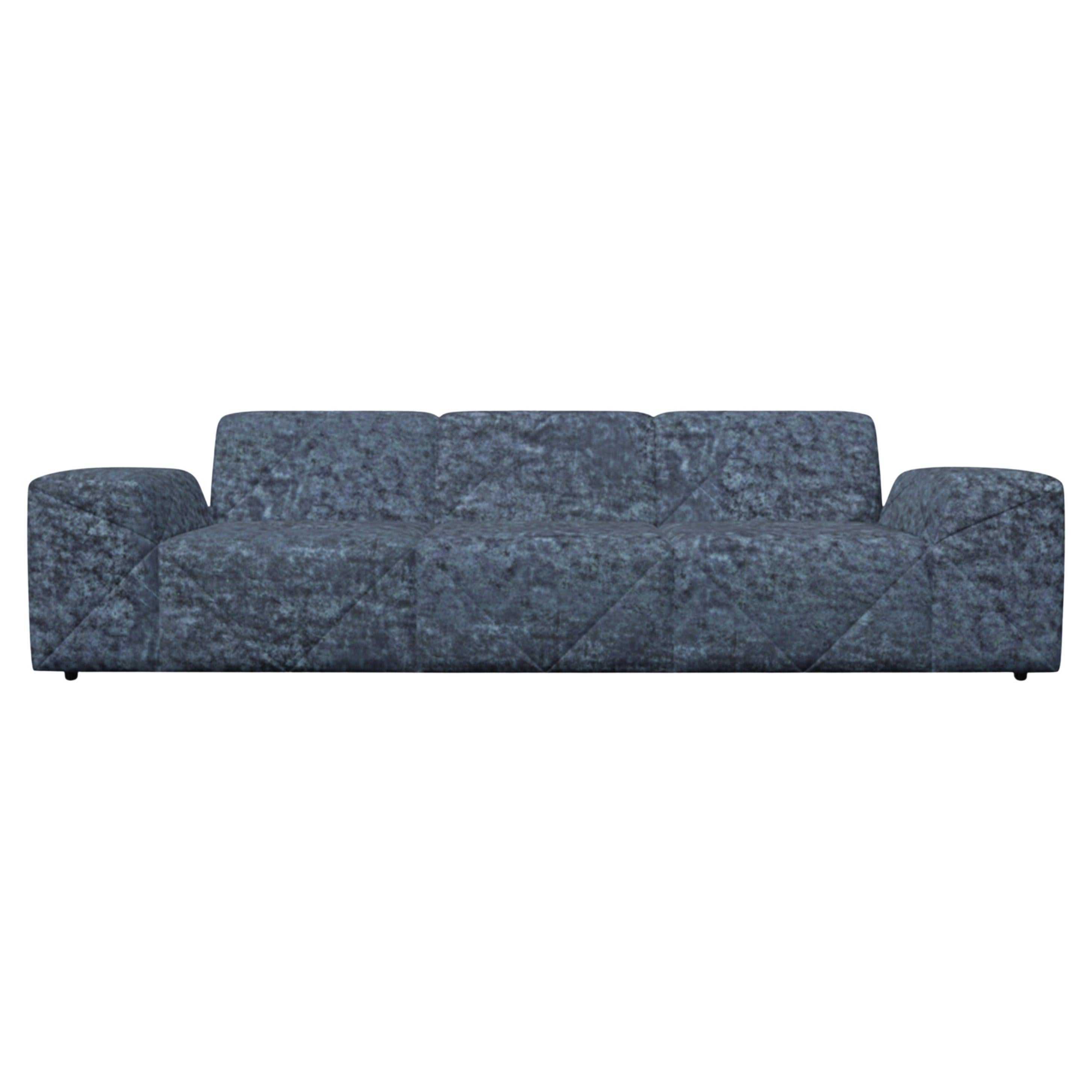 Moooi BFF Triple Seater Sofa in Dwarf Rhino Buffed Blue Upholstery For Sale