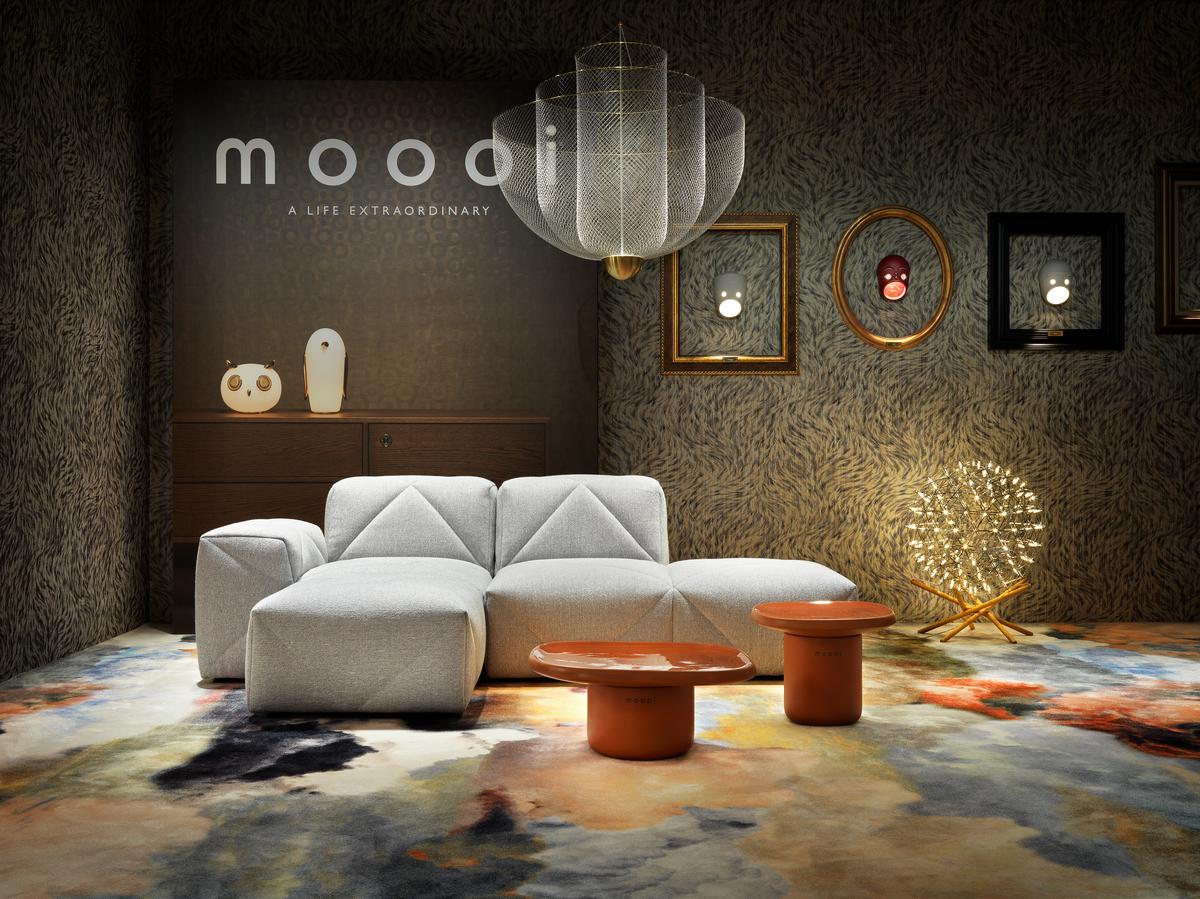Moderne Canapé bas Triple Seater TE01 de Moooi BFF en tissu violet Divina MD, 683 en vente