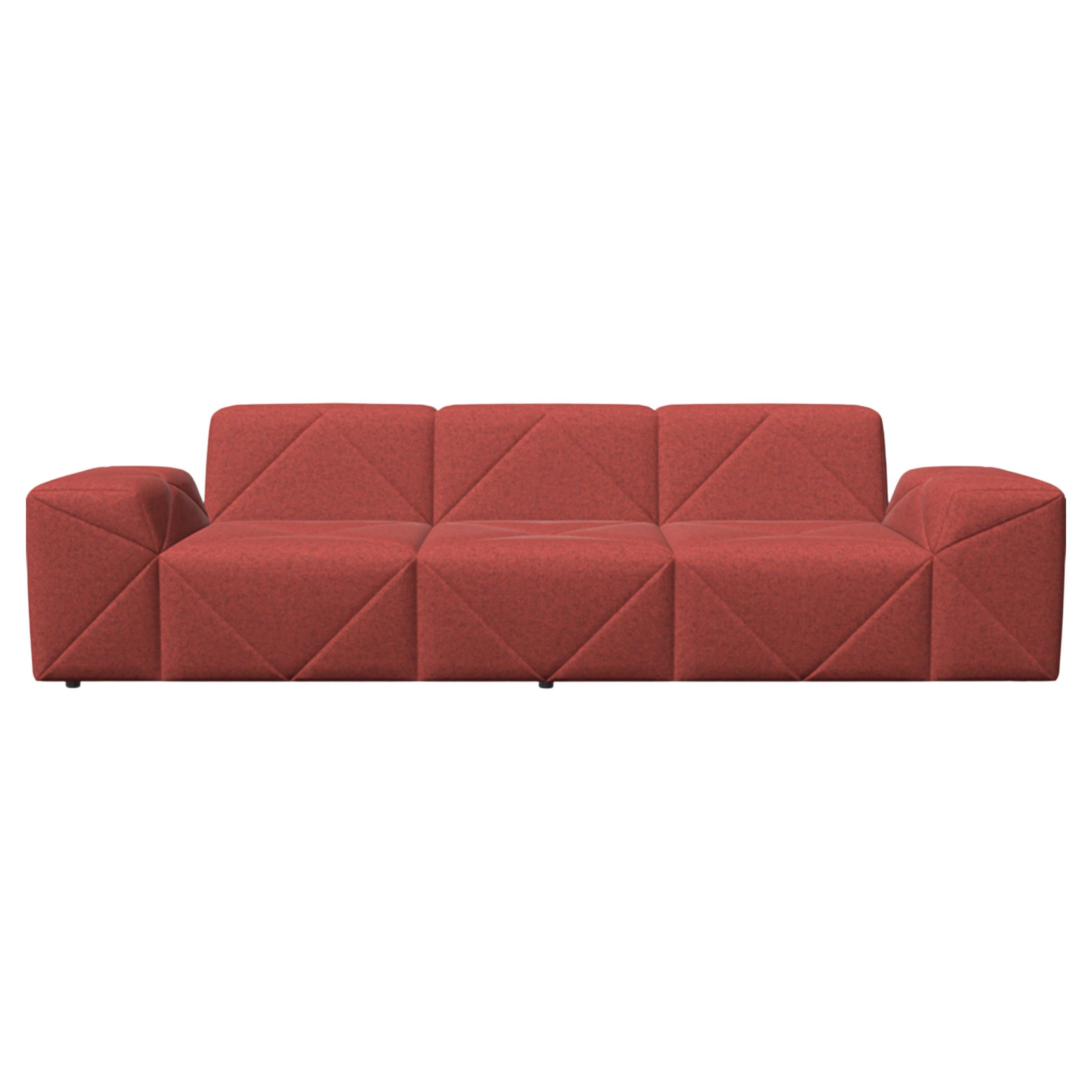 Moooi BFF Triple Seater TE01 Low Sofa in Divina Melange 3, 557 Red Upholstery For Sale