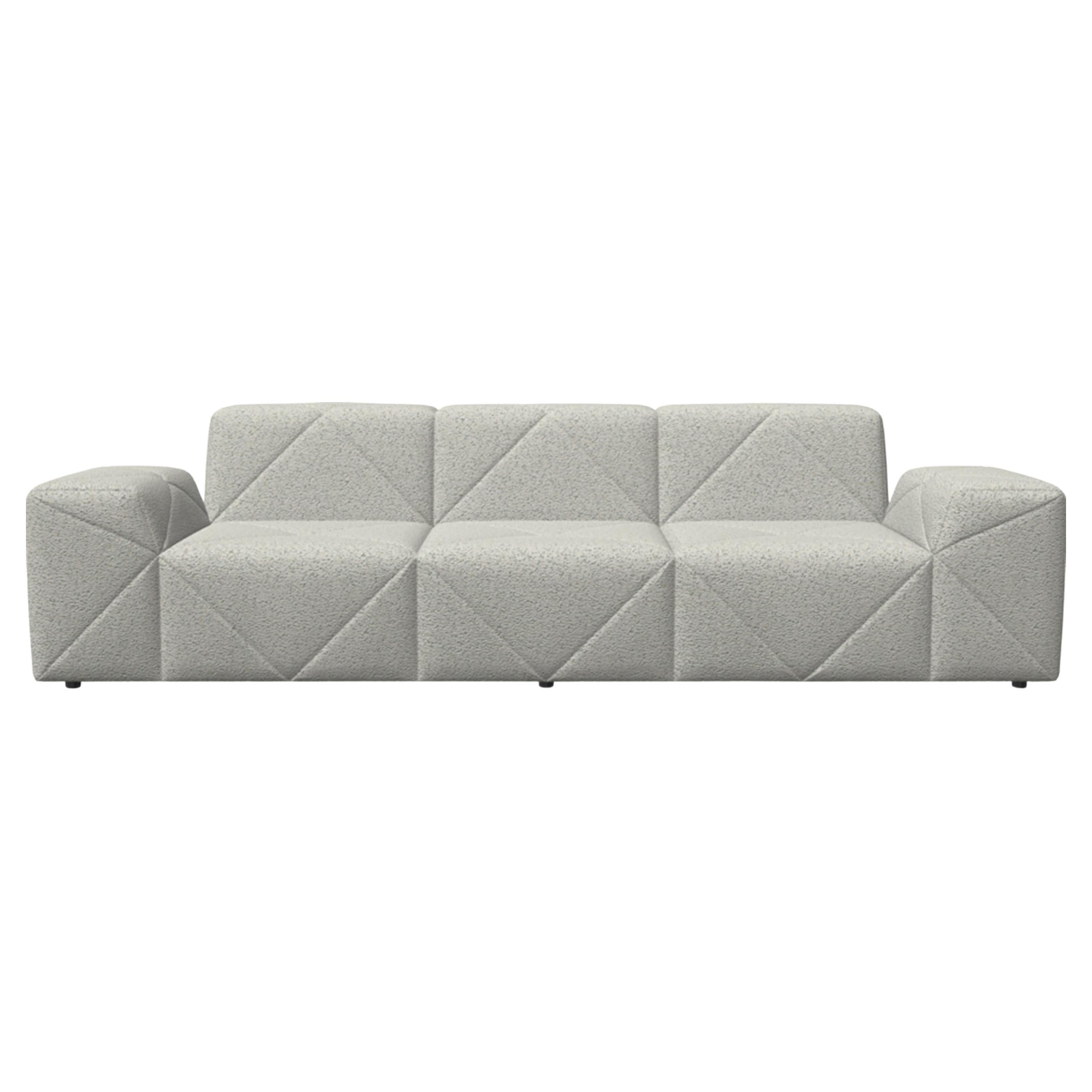 Canapé bas Triple Seater TE01 de Moooi BFF en tissu d'ameublement blanc jacquard Dodo Pavone