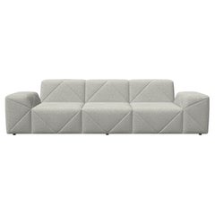 Canapé bas Triple Seater TE01 de Moooi BFF en tissu d'ameublement blanc jacquard Dodo Pavone