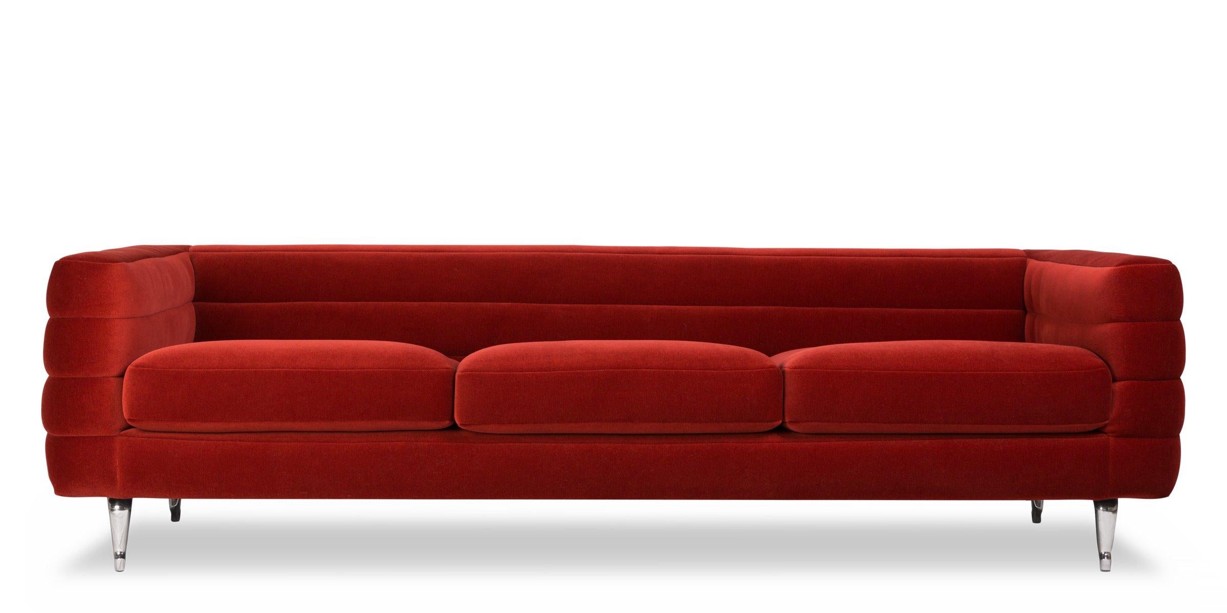 Modern Moooi Boutique 3-Seat Sofa with Hallingdal 65, 674 Upholstery & Toes Chrome Legs For Sale