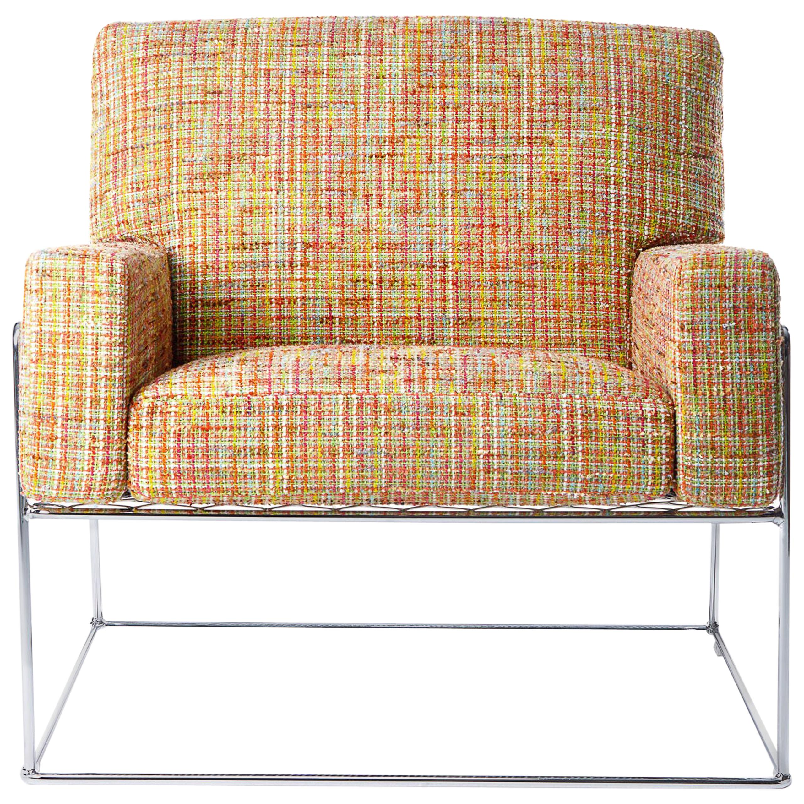 Moooi Charles Chair in Orange Boucle with Chrome Frame by Marcel Wanders For Sale