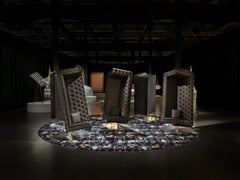 Divano Moooi Charleston in ecopelle Ska marrone scuro con base in acciaio