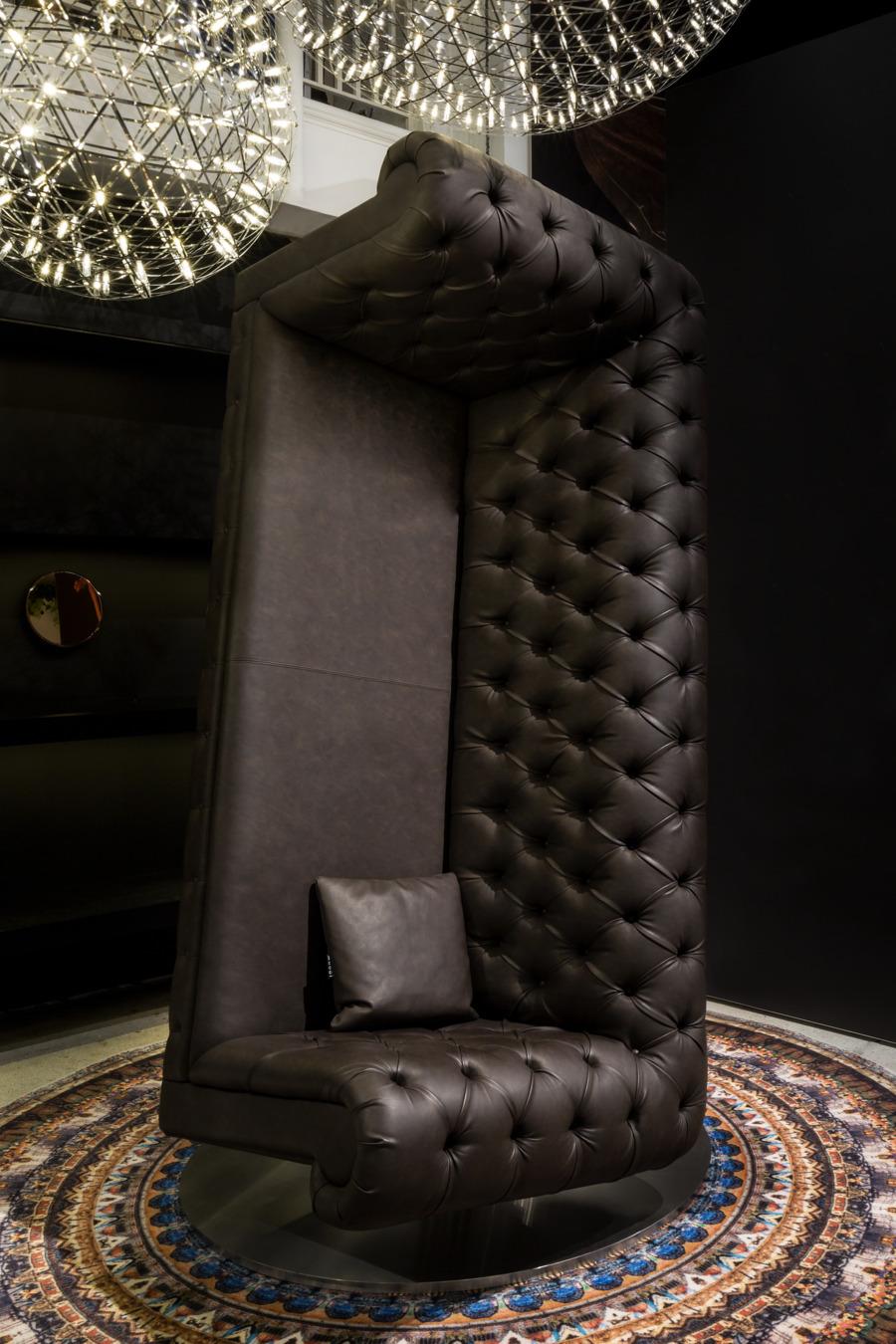 Modern Moooi Charleston Sofa in Dark Brown Ska Eco Leather with Steel Base For Sale
