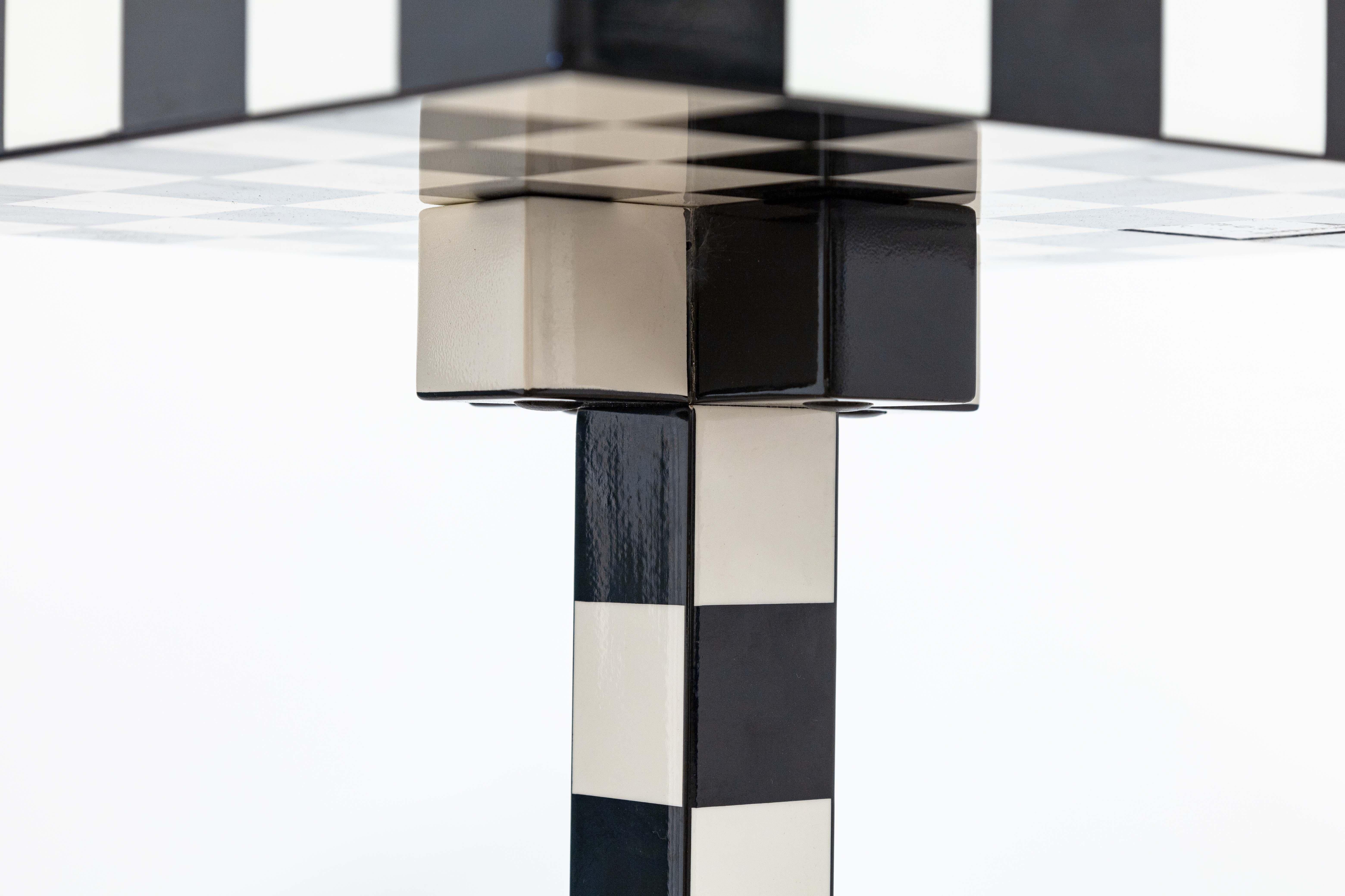 20th Century Moooi Chess Memphis Black and White Checkered Side Table Designed by Front