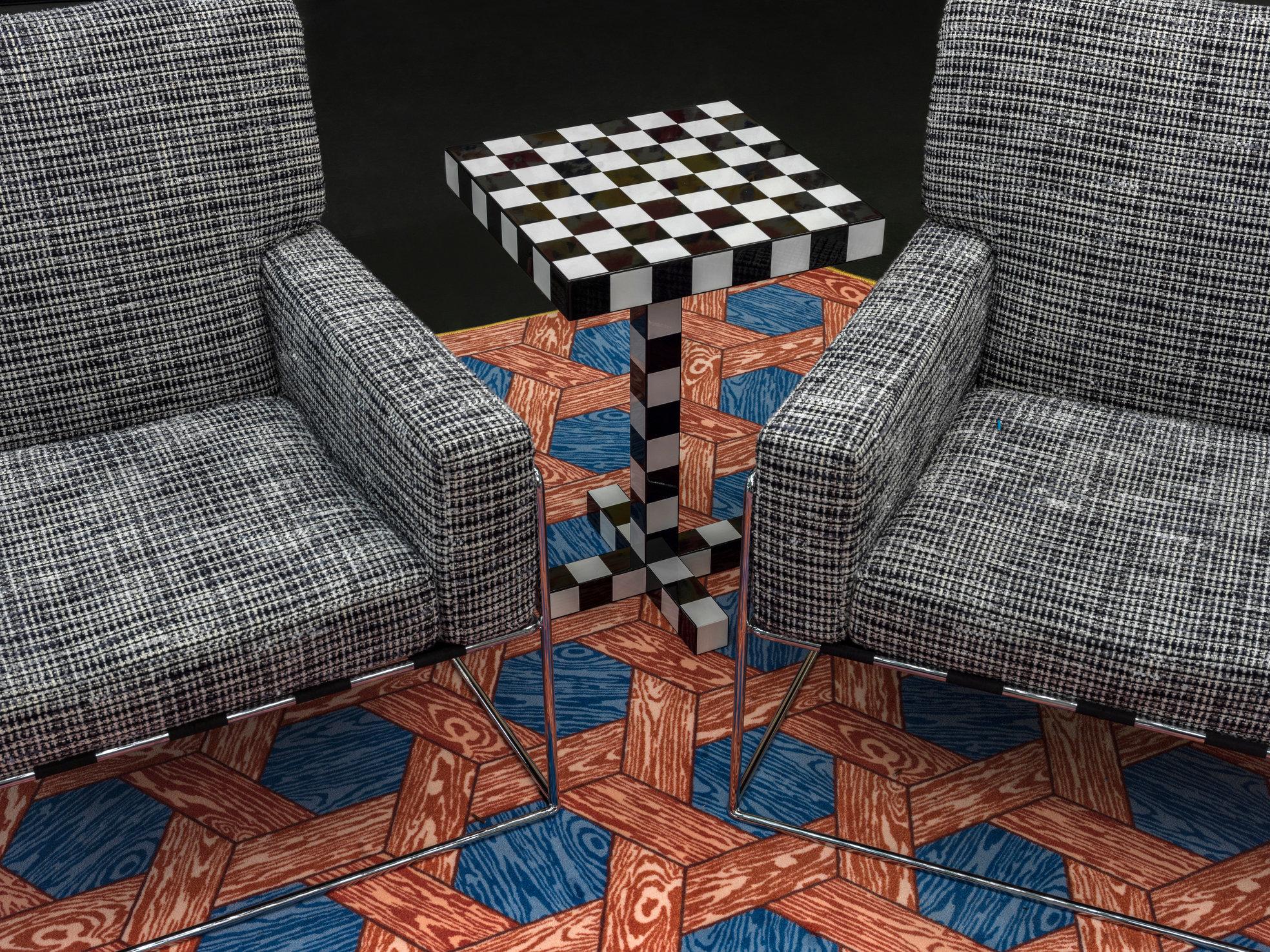 Moooi Chess Table in Lacquered Wood with Steel Frame, MDF by Front For Sale 1