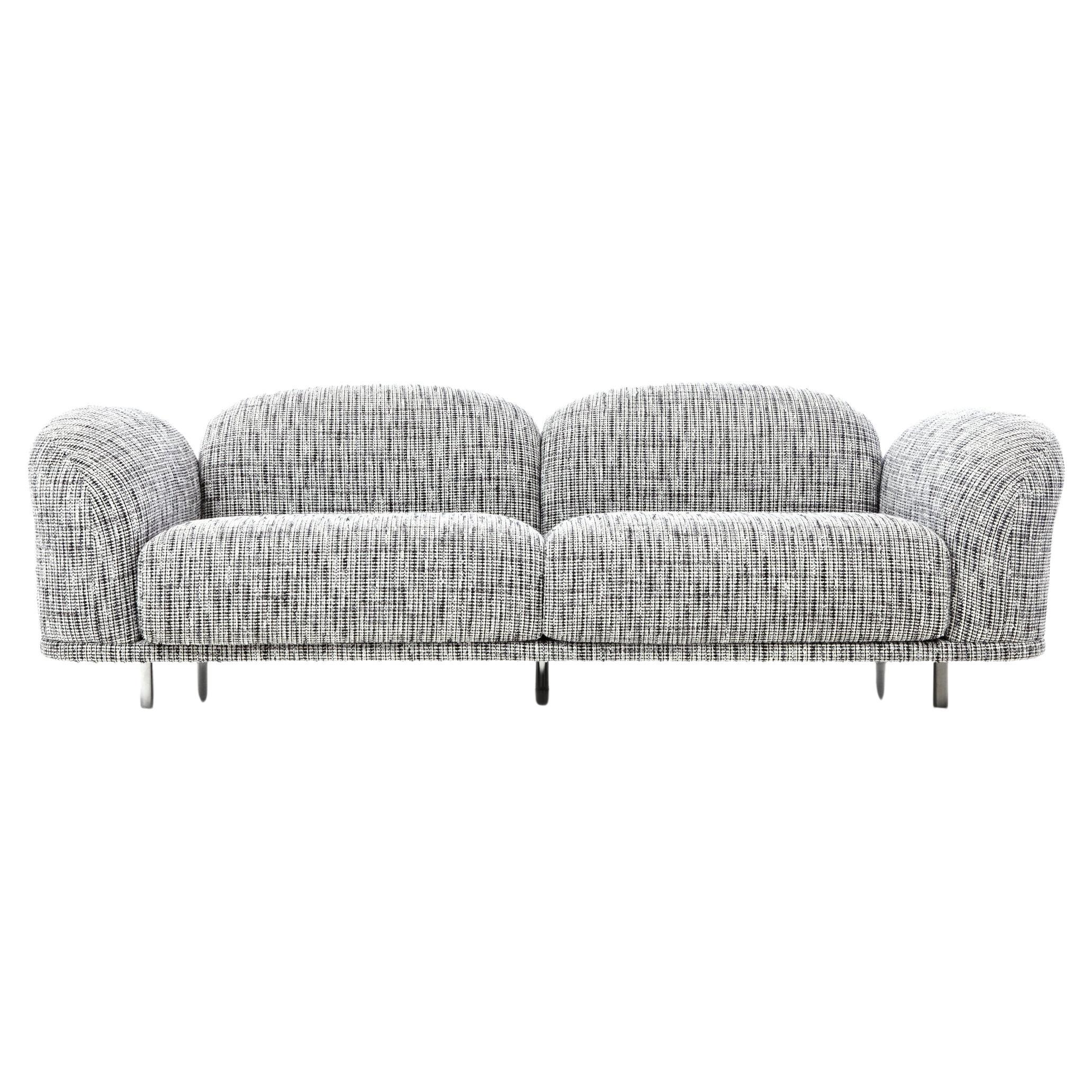 Moooi Cloud Sofa in Steel Frame with Boucle, Black and White Upholstery