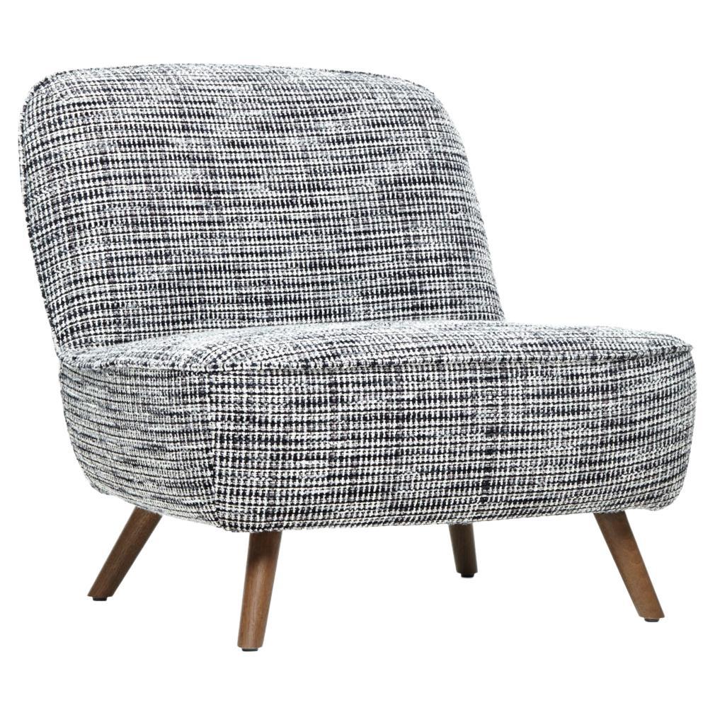 Silla de Cóctel Moooi en Boucle, Tapicería Negra/Blanca y Patas Teñidas Canela en venta