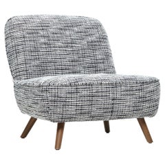 Moooi Cocktail Chair in Boucle, Black/White Upholstery & Cinnamon Stained Legs