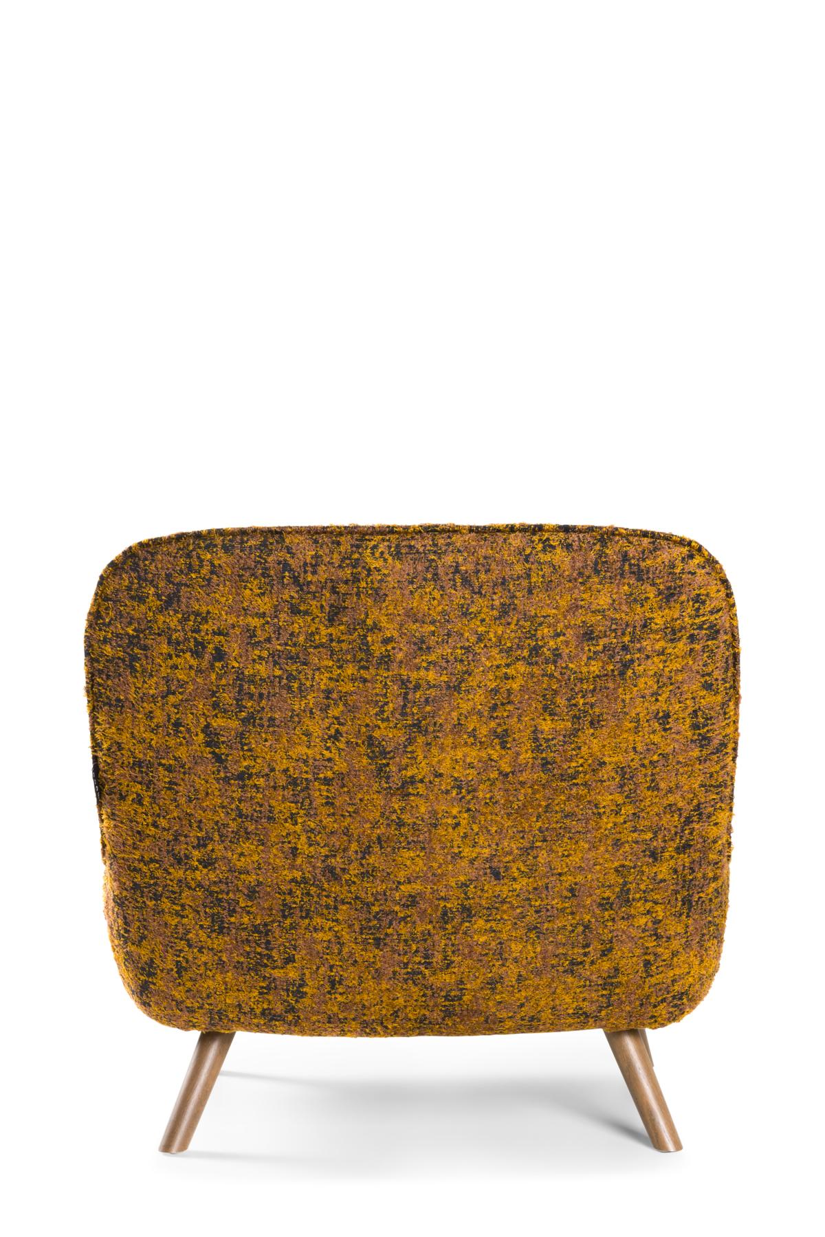 Modern Moooi Cocktail Chair in Jacquard Mustard Upholstery with White Wash Stained Legs