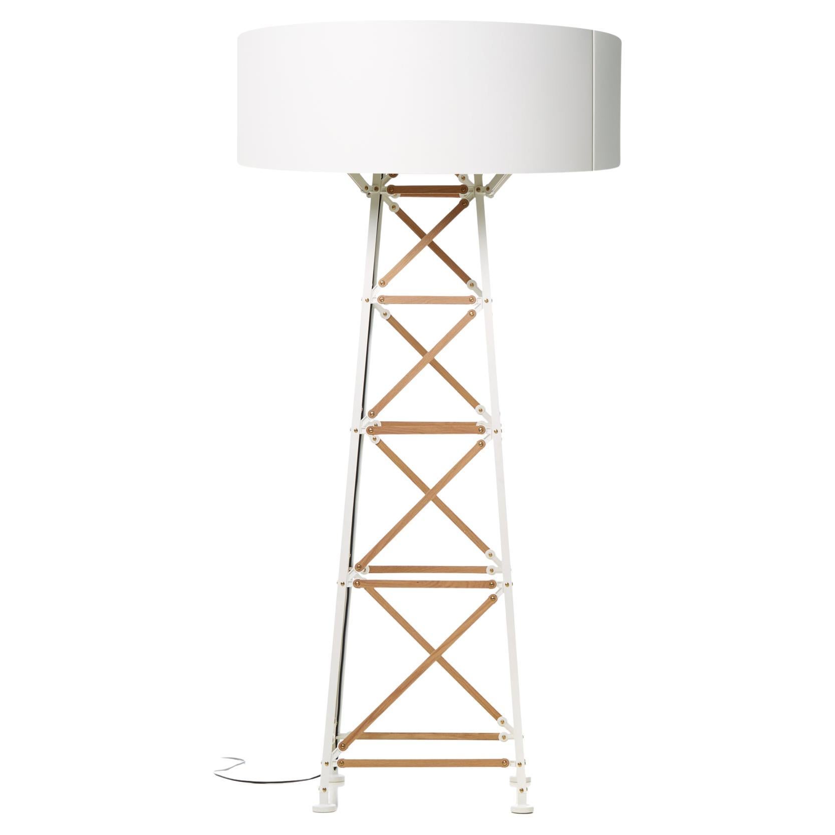 Moooi Construction Large White Wood Floor Lamp in Aluminum with Steel Shade