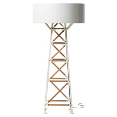 Moooi Construction Medium White Wood Floor Lamp in Aluminum with Steel Shade