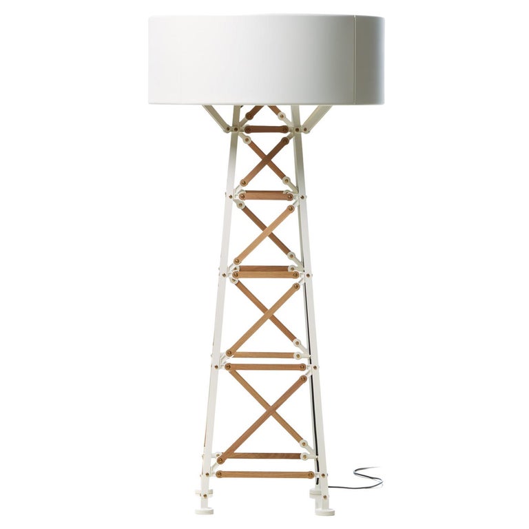 Moooi Construction Medium White Wood Floor Lamp in Aluminum with Steel Shade  For Sale at 1stDibs