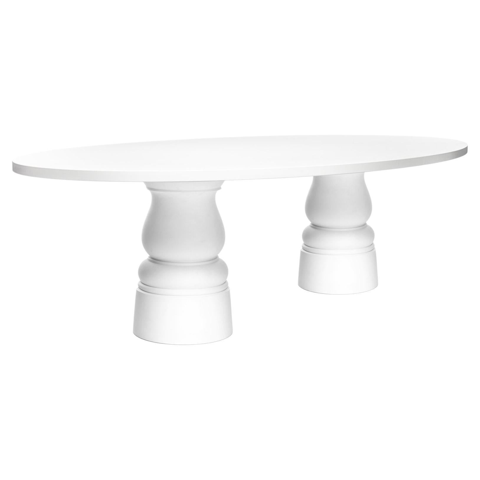 Petite table de salle à manger ovale Moooi Container 7143 avec plateau en chêne blanc