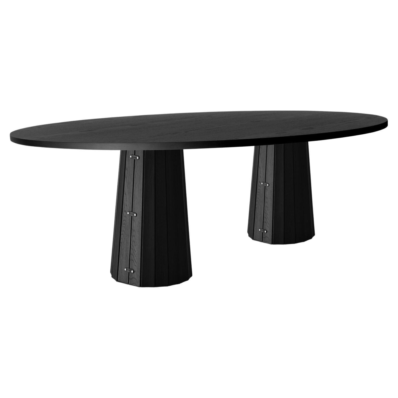 Moooi Container Bodhi 7130 Grande table de salle à manger ovale avec plateau en chêne noir