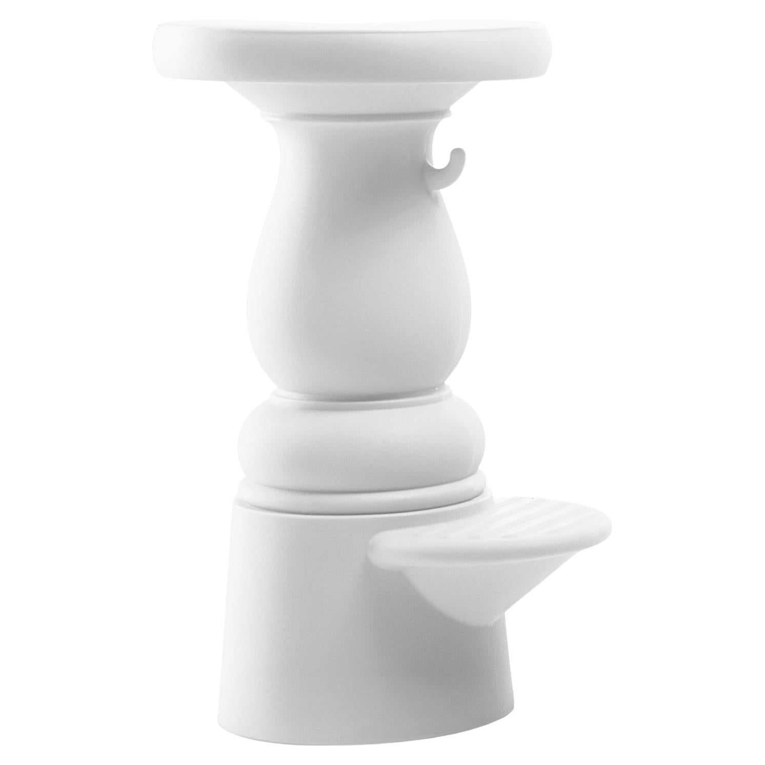 Moooi Container New Antiques Low Bar Stool in White by Marcel Wanders Studio