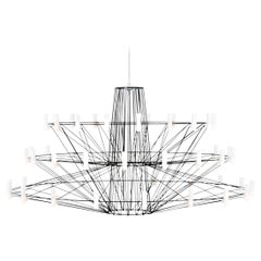 Grande lampe à suspension LED Moooi Copplia avec cadre en acier satiné noir, câble de 10 m