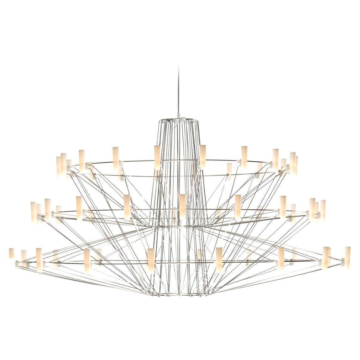 Moooi Coppélia Large Suspension LED Lamp in Stainless Steel Frame, Cable For Sale