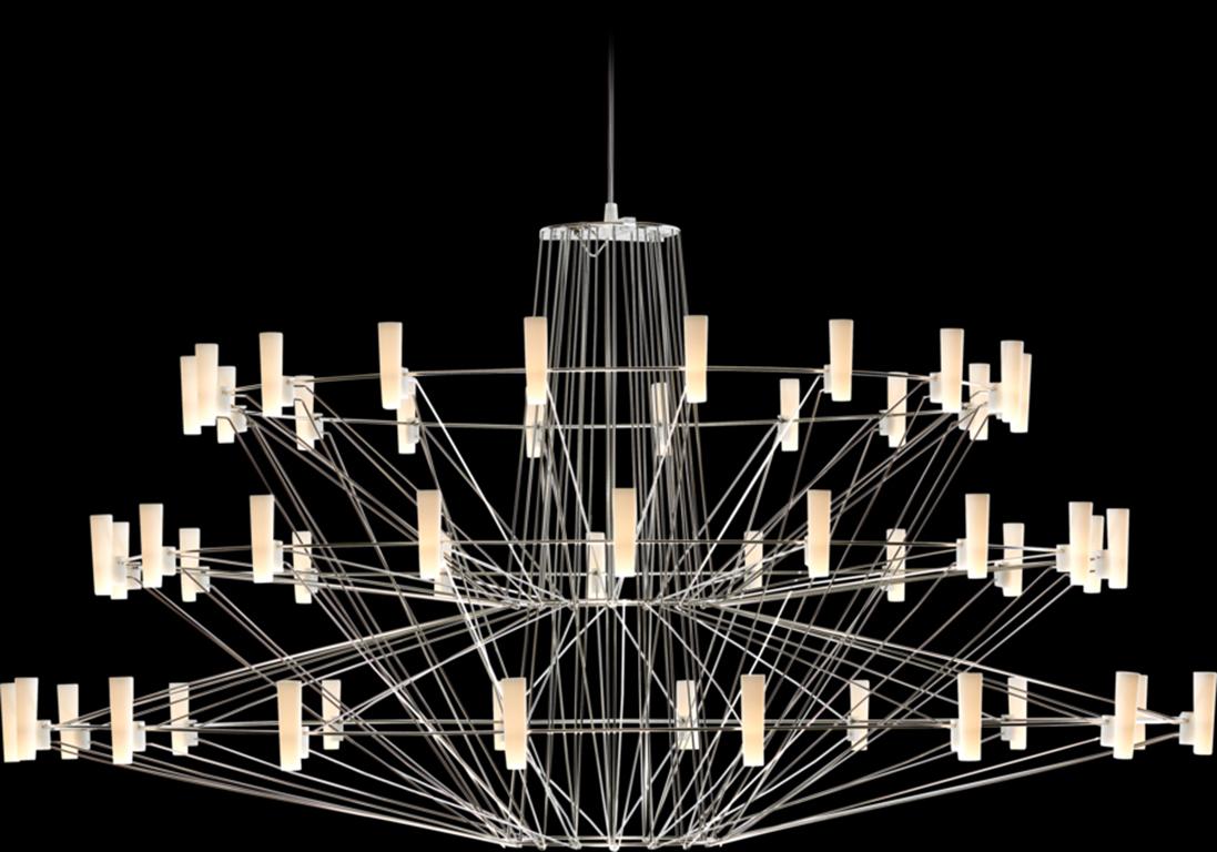 Dutch Moooi Coppélia Large Suspension LED Lamp in Stainless Steel Frame For Sale