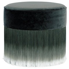 Moooi Dark Gray Velvet Pouf with Fringe