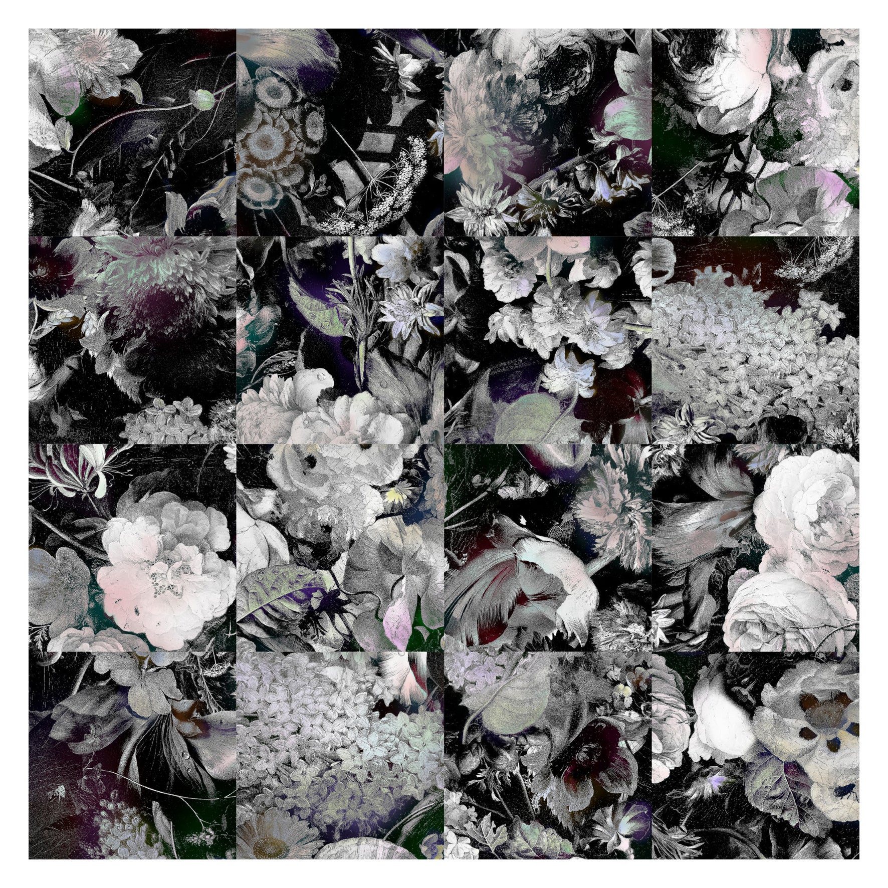 Moooi Eden Queen Collection Tappeto a piastrelle quadrate B&W in lana