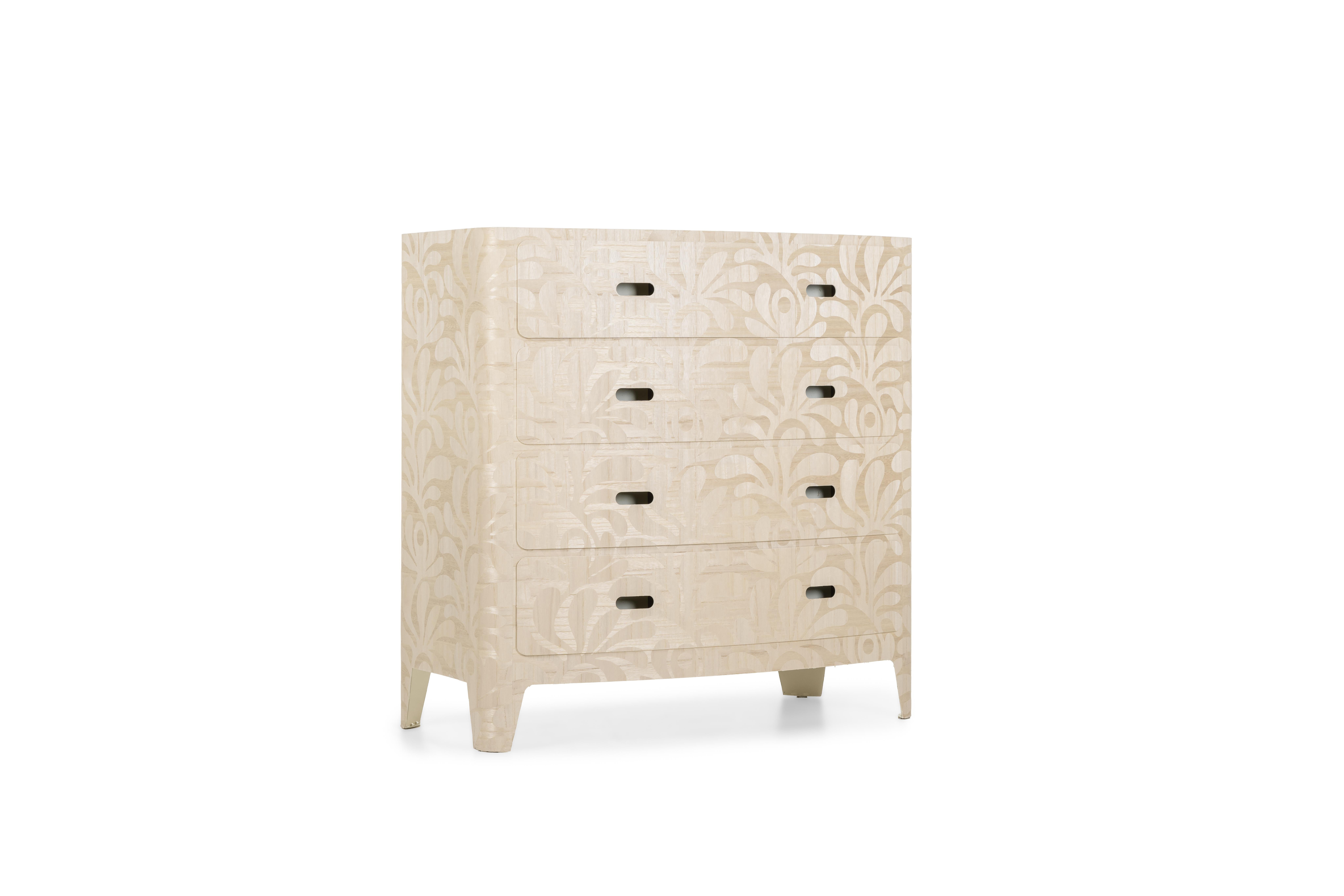 Elevate your space with the Eek Dresser - a fusion of elegance, rarity, and the humbling power of nature. This is your invitation to become part of the narrative of creative luxury. The Eek Dresser is a captivating four-drawer dresser that