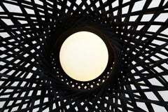 Moooi Emperor Medium Suspension Lamp in Black Bamboo Rattan Shade by Neri and Hu