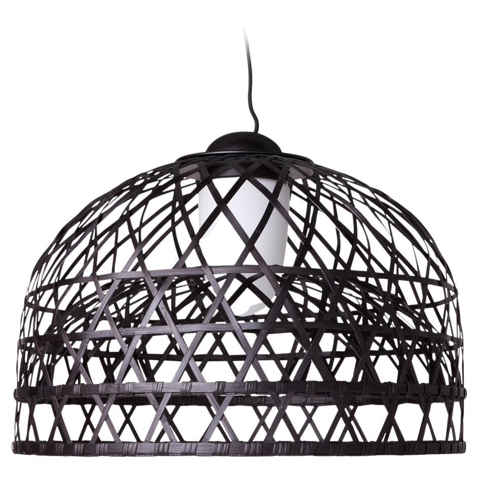 Moooi Emperor Small Suspension Lamp in Black Bamboo Rattan Shade by Neri and Hu For Sale