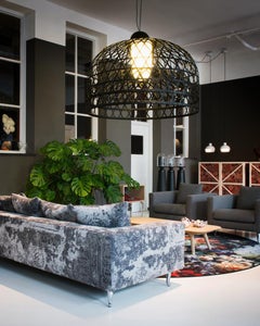 Moooi Emperor Small Suspension Lamp in Red Bamboo Rattan Shade by Neri and Hu