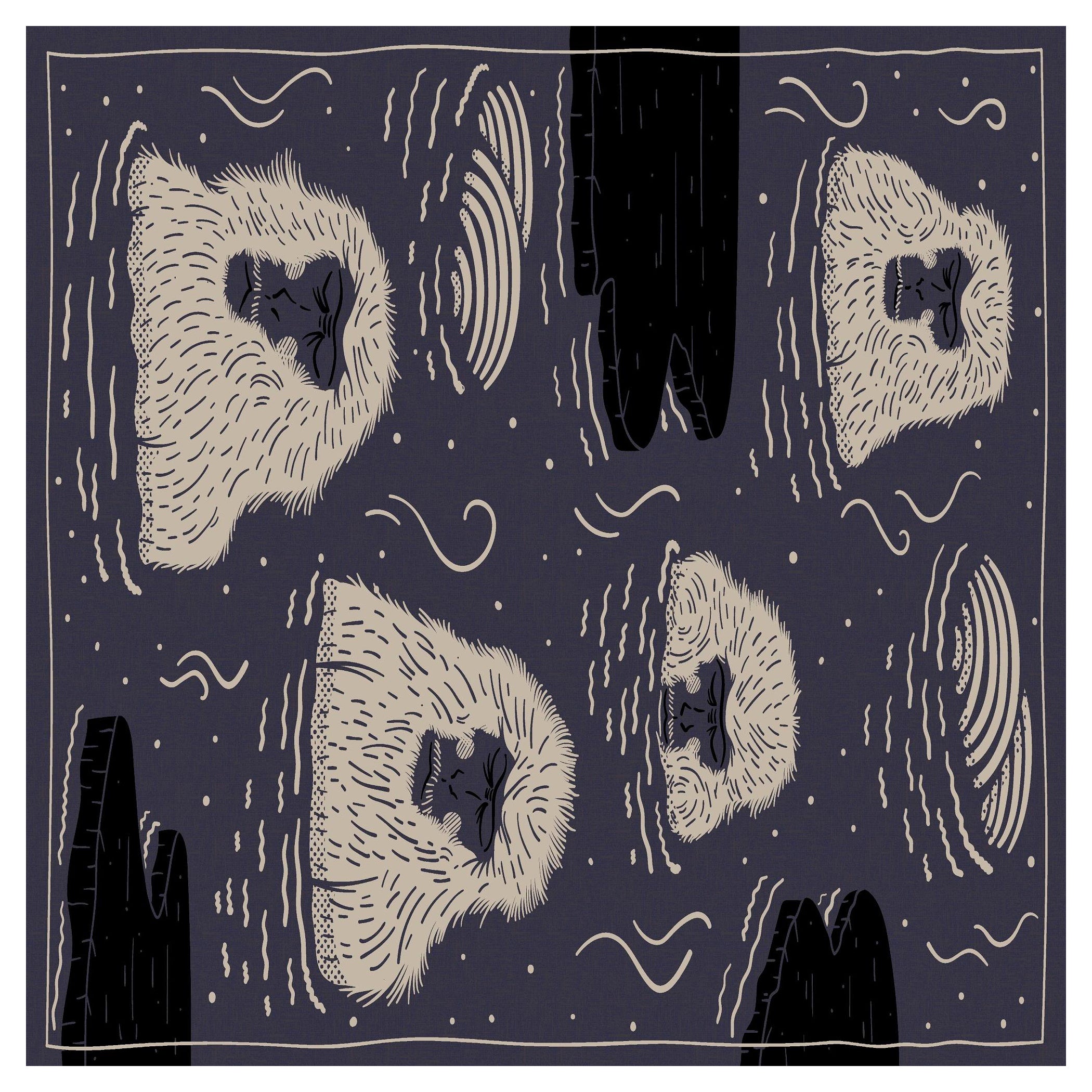 Moooi Alfombra Animales Extintos Indigo Macaco Azul en Hilo Suave Poliamida