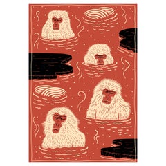 Tapis Moooi Extinct Animals rouge indigo Macaque en polyamide
