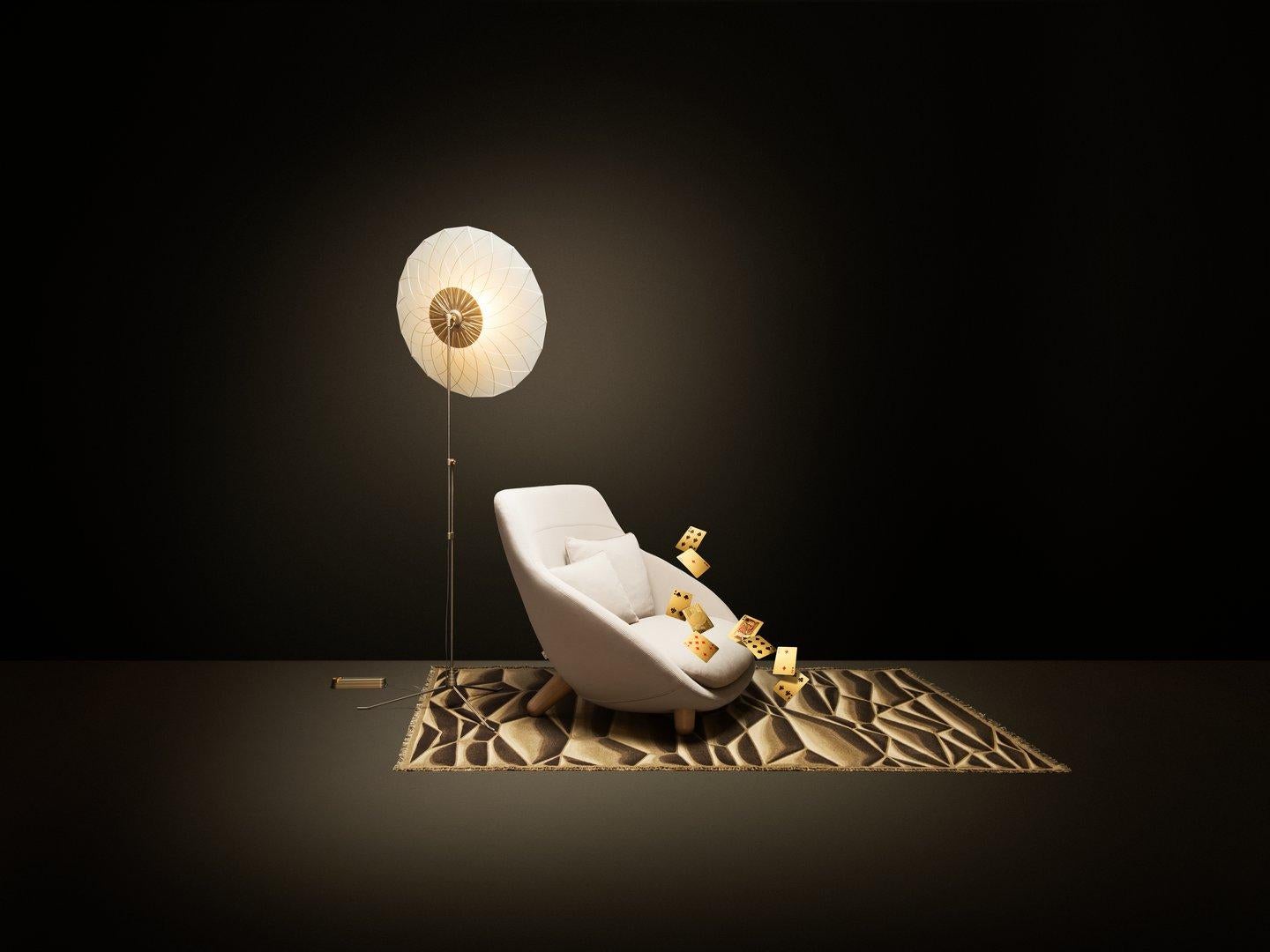 Contemporary Moooi Filigree Circular LED Floor Lamp in Brass & Aluminium by Rick Tegelaar For Sale