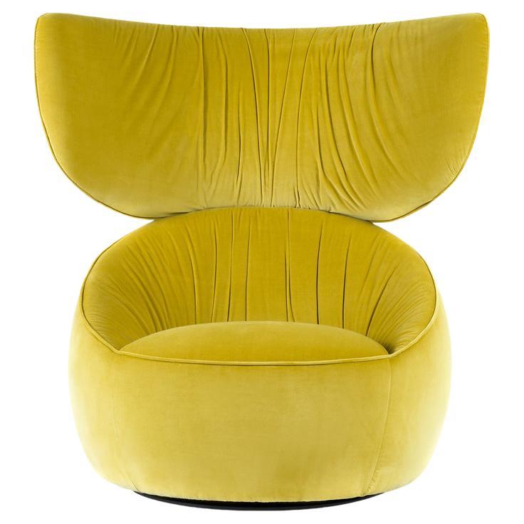 Moooi Hana Wingback Chair in Harald 3, 443 Yellow Upholstery For Sale