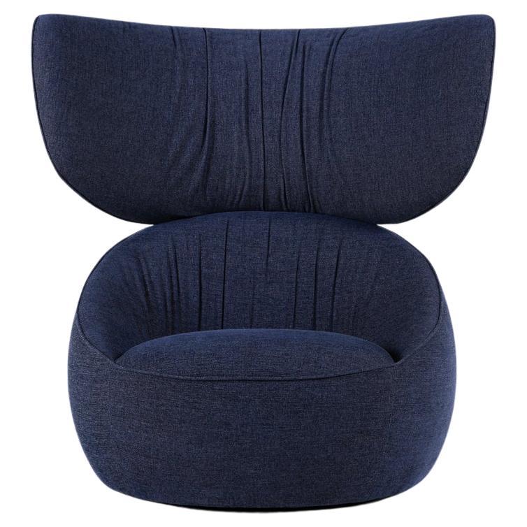 Moooi Hana Wingback Chair in Liscio, Grigio Blue Upholstery For Sale