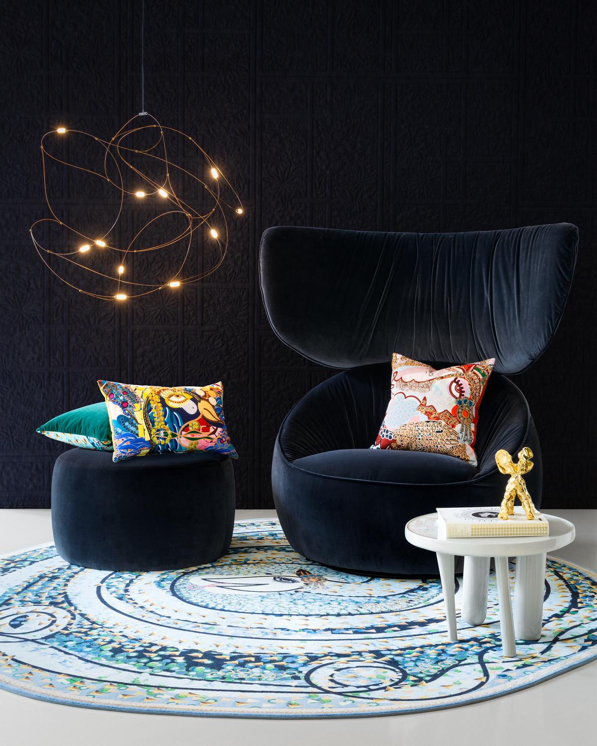 Moooi Hana Wingback Swivel Chair in Liscio, Grigio Blue Upholstery For Sale 5