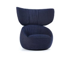 Silla giratoria con respaldo Moooi Hana de Liscio, tapicería azul grigio