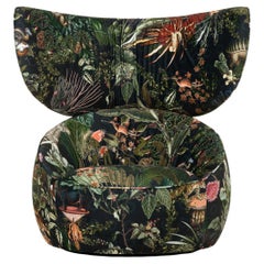 Moooi Hana Wingback Swivel Chair in The Menagerie of Extinct Animals Upholstery