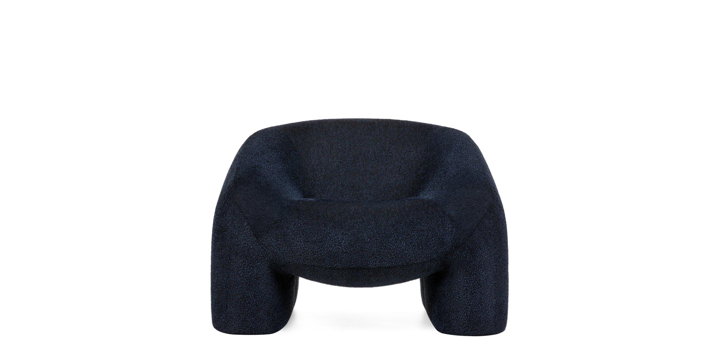 Contemporary Moooi Hortensia Armchair in Calligraphy Bird Jacquard Blue Upholstery For Sale
