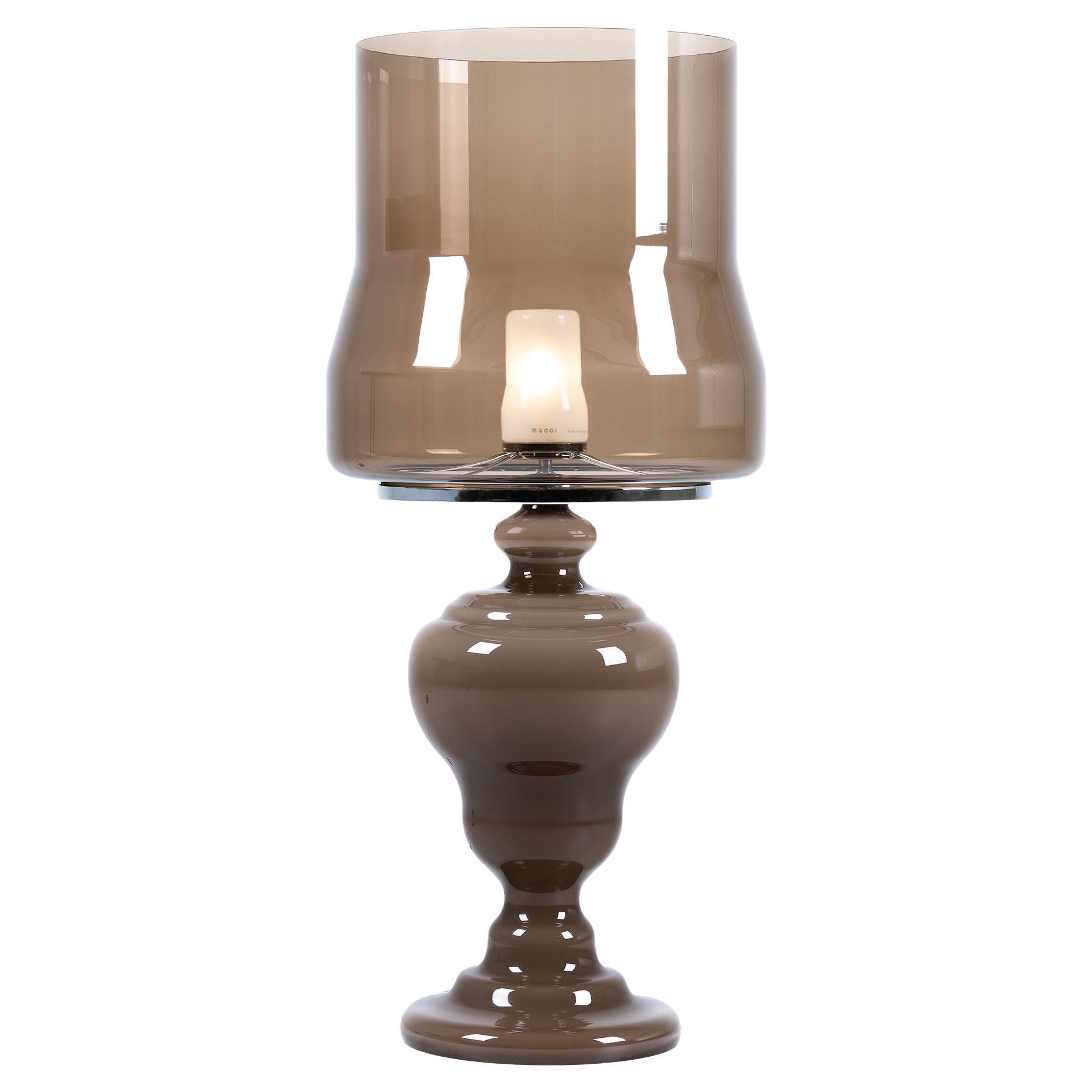 Moooi Kaipo TOO Table Lamp in Sepia Blown Glass with Metal Frame For Sale