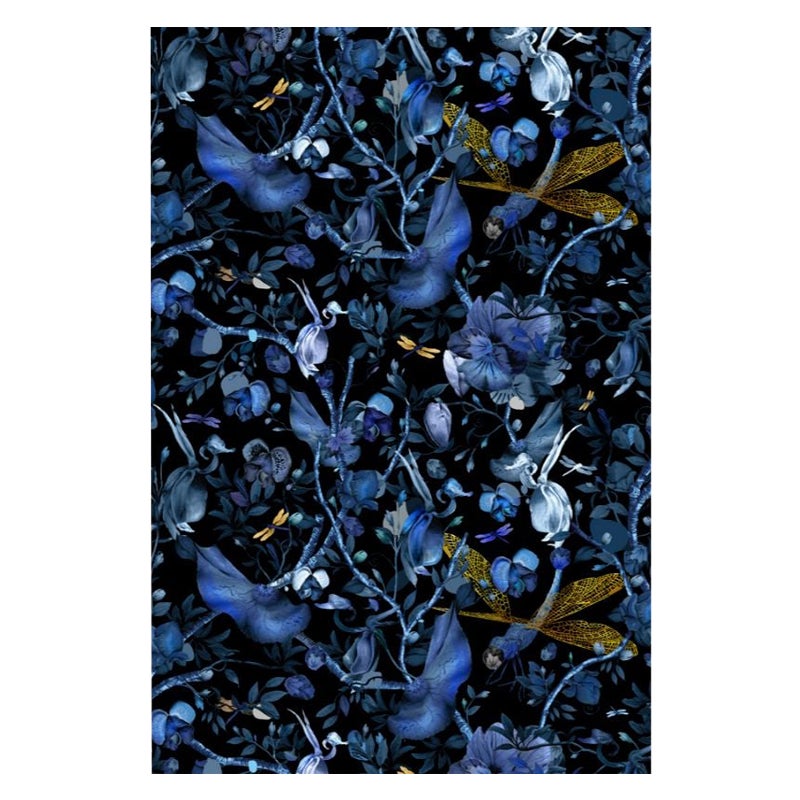 Moooi Alfombra rectangular grande Biophillia Azul Negro de poliamida de hilo suave