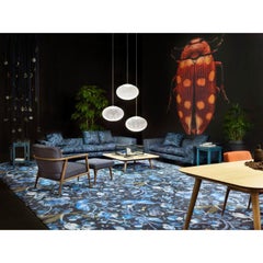Moooi Large Biophillia Blue Black Round Rug in Wool by Kit Miles