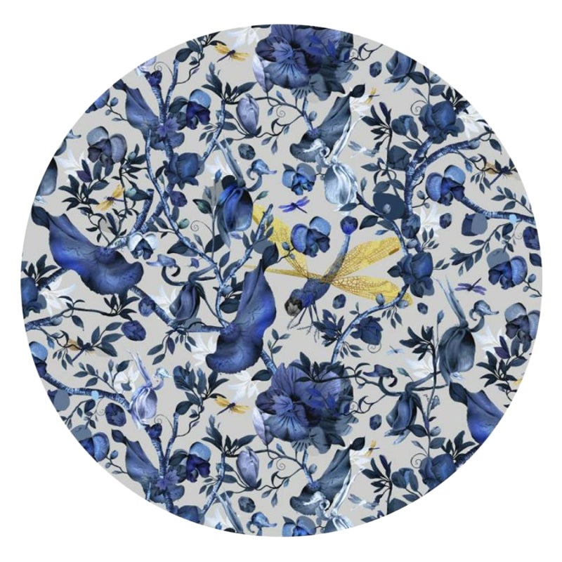 Alfombra redonda Moooi Large Biophillia Azul Gris en lana by Kit Miles