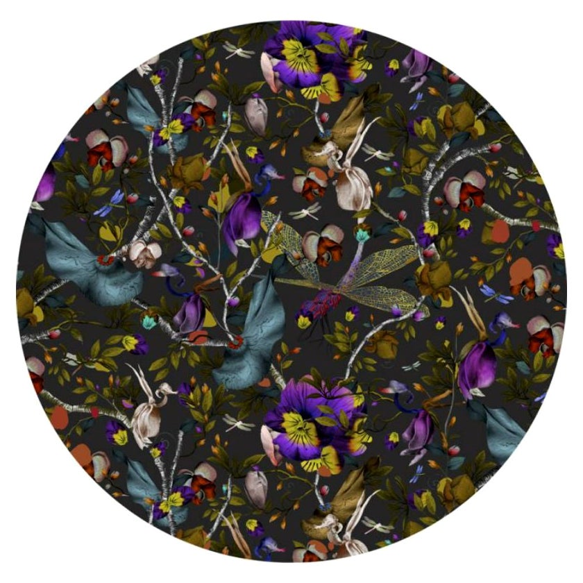 Großer Biophillia Dunkelgrauer runder Teppich aus weichem Polyamide von Kit Miles, Moooi