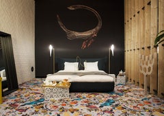 Moooi Tappeto rotondo grande Biophillia Slate in poliammide a pelo basso di Kit Miles