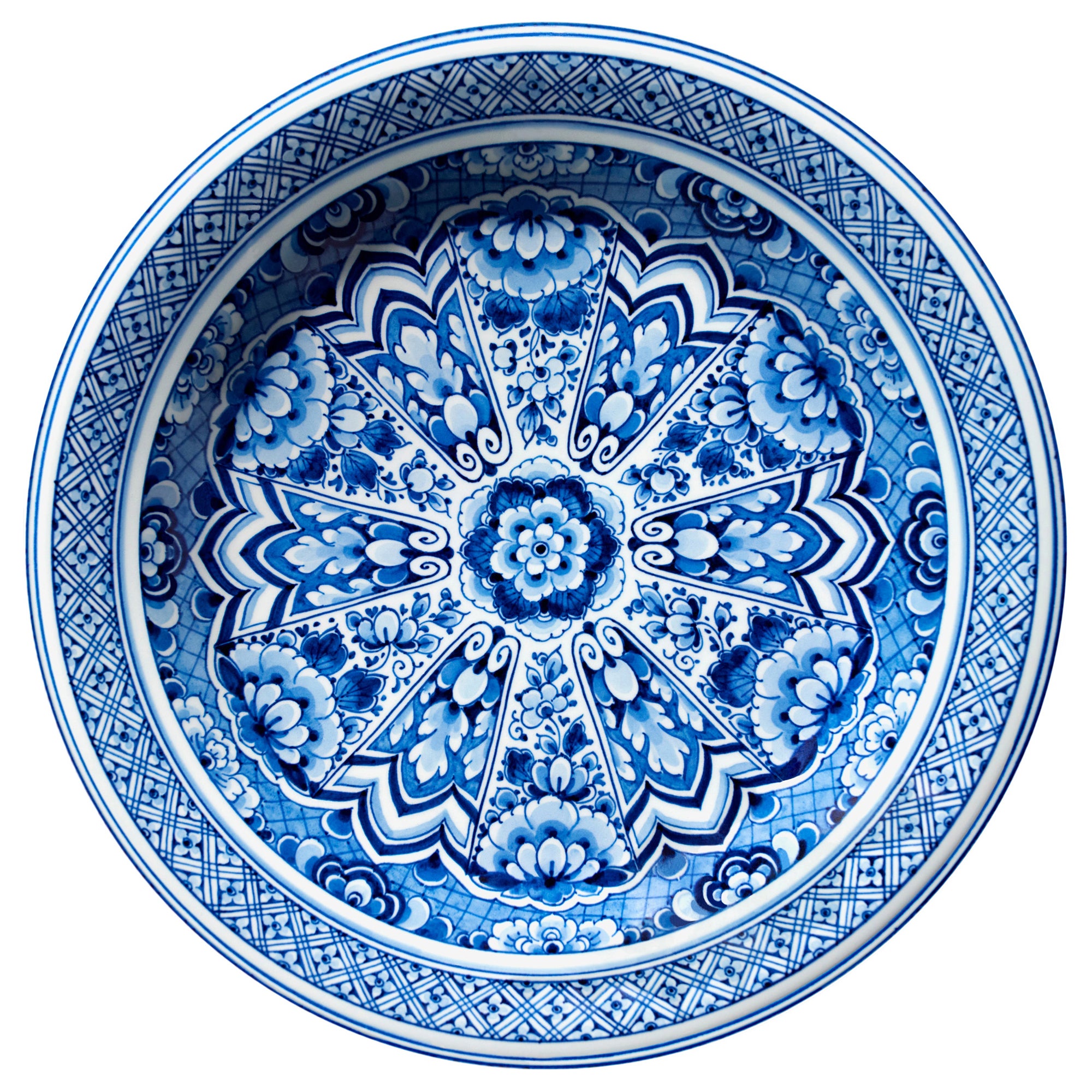 Moooi Alfombra de plato grande azul Delft de poliamida de pelo bajo by Marcel Wanders Studio