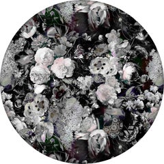 Moooi Alfombra redonda grande Eden Queen en blanco y negro de poliamida de hilo suave