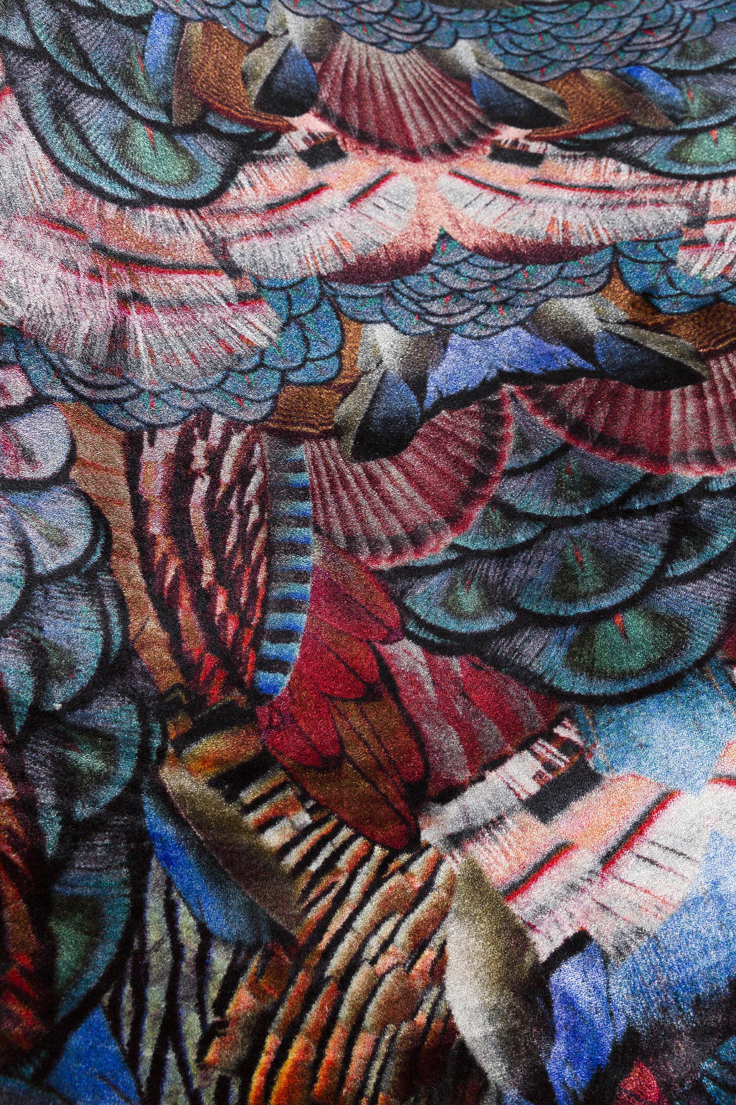 Moooi large extinct animals calligraphy bird rug in soft yarn polyamide


